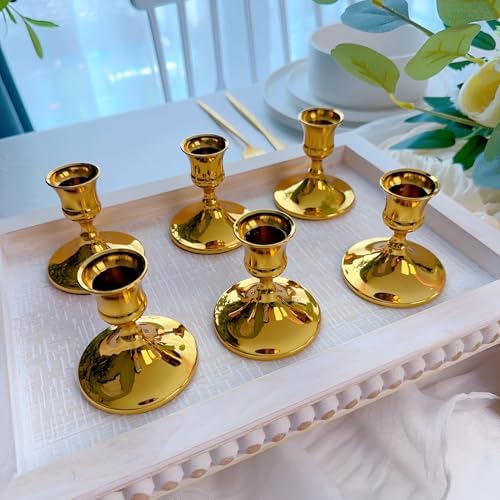 Gold Candlestick Holders, Small Taper Candle Holders, Bulk Set of 12 - Image 3