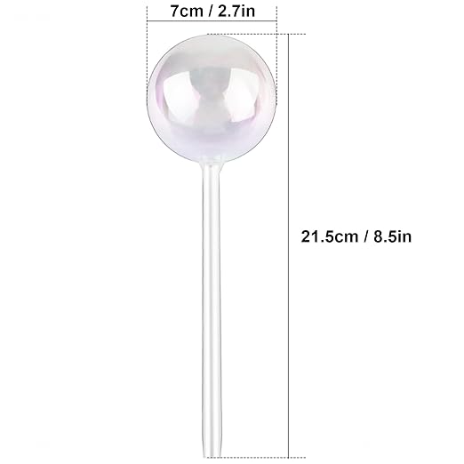 Tomorotec [2 PCS] Light Iridescent Rainbow Gradient Color Clear Glass Self-Watering System Spikes, Automatic Plant Waterer Bulbs