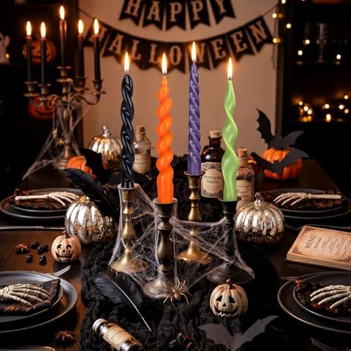 Nuanchu 4 Pcs Twisted Taper Candles,7.87 Inch,Pure,Halloween Purple - Image 4