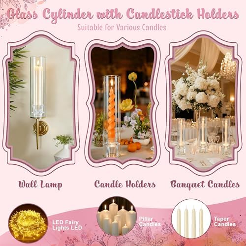 6 Pack Glass Hurricane Candle Holders 12" Open Ended Candlestick Tubes - Image 4