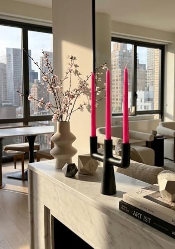10" Classic Taper Candles, Hot Pink, 4-Pack, 7-8 Hours Long Burning, Unscented Tall Candlesticks - Image 4