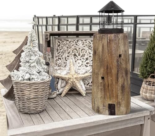 Decorative Nautical Coastal Candle Holders Wood Lighthouse Tea Light Holder - Image 4