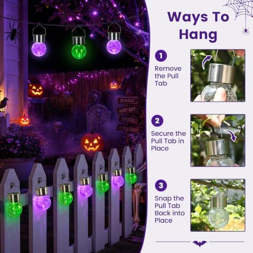GIGALUMI Halloween Solar Lights Outdoor Solar Hanging Lanterns Outside 12PC - Image 4