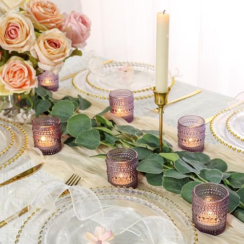 SUPMIND 24pcs Purple Glass Votive Candle Holders Bulk for Wedding - Image 5