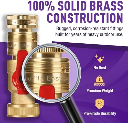 Garden Hose Quick Connect Fittings with Ball Valve. ¾ Inch GHT Solid Brass. - Image 4