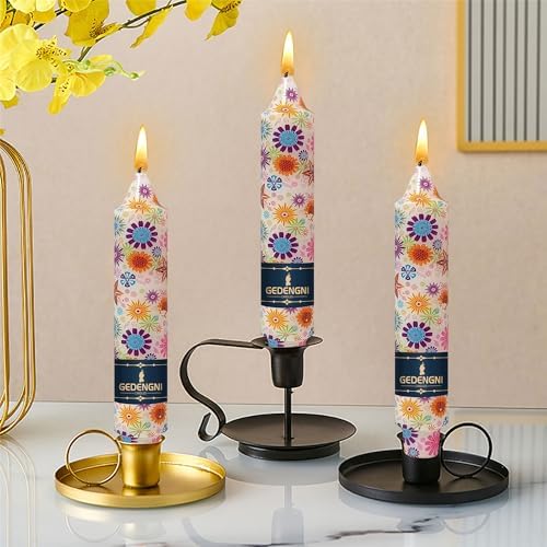 Floral Taper Candle Dripless Candlesticks - Gedengni 4pcs Handmade Sunflower Candles Short Candle Sticks 7inches Smokeless Tapered Candles for Home Party Wedding Dinner,18-SUNFLW - Image 4