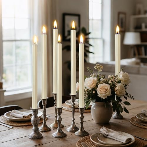 10inch Tall Taper Candles - 6PCS Unscented Smokeless Candlesticks for Holiday Party Gift Holiday Dinner Table Decorations - Warm Ivory - Image 4