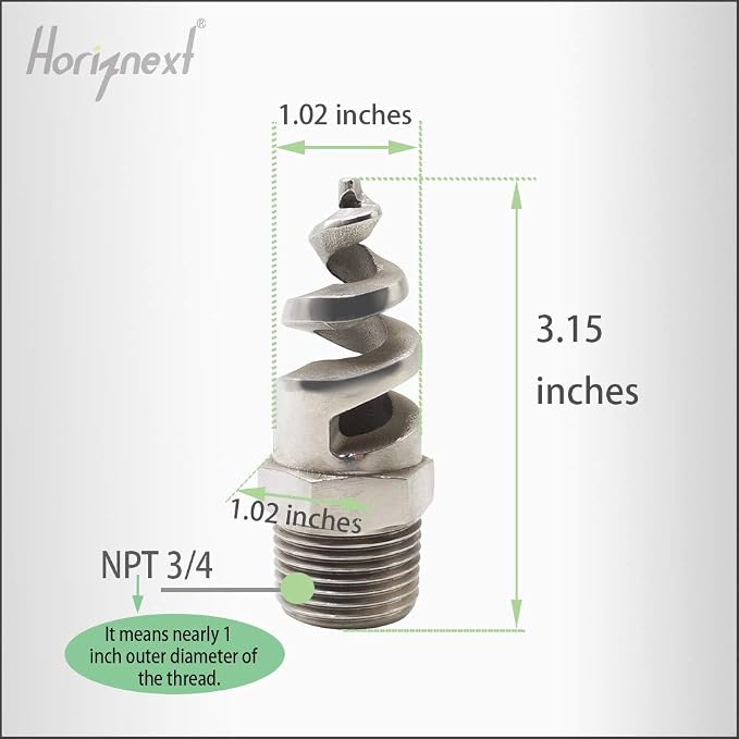 NPT 3/4 spiral aerator lawn, stainless steel 316 hose sprayer nozzle atomizer, for garden, fire proofing, gas and liquid cooling (1 pc)