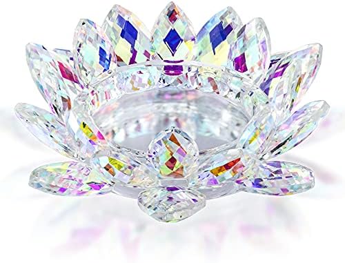 Crystal Lotus Candle Holder Tealight Pillar Candle Plate Candlestick - Image 2