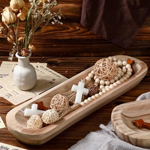 FoldTier 4 Pcs Wooden Dough Bowl Bulk, Natural, 20'' X 6'' X 2'', Classic - Image 4
