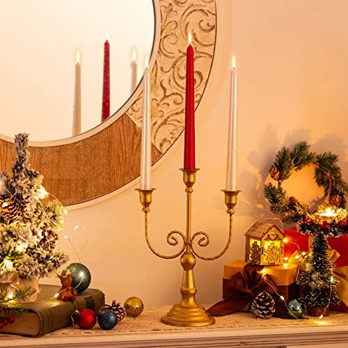 Sziqiqi Gold Candelabra Candle Holders for Wedding Christmas, 3 Arms - Image 2