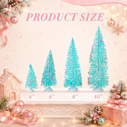 RattanView 12 PCS Pastel Mini Christmas Trees, Bottle Brush Village Decor - Image 2