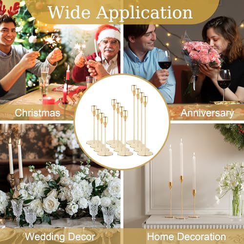 NLBTW 12 Pcs Gold Taper Candle Holder Bulks for Wedding Party Home Decor - Image 5