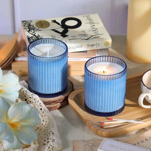 Blue Candle Jars with Lids, 8-Pack 12oz Ribbed Glass Candle Containers - Image 6