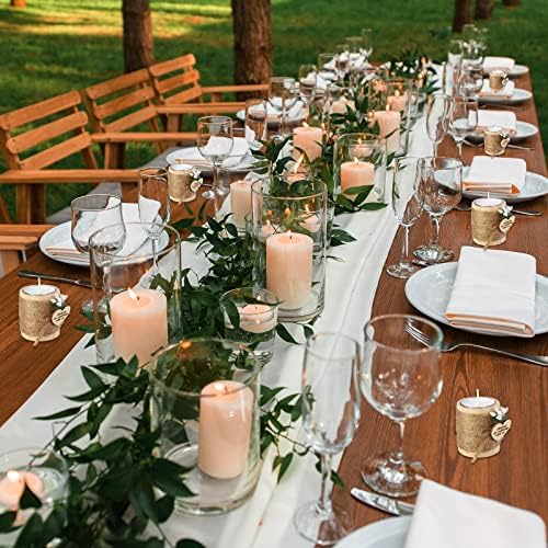 Treela 12 Pcs Wood Tealight Candle Holders Wedding Favors,Natural Color - Image 4