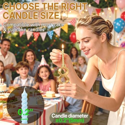 20PCS Reusable Number Candle Holder Set, Upgraded Thicker Metal Candle Stands for Birthday Cake, Cake Topper Decorations for Anniversary Date Displays, Gold - Image 3