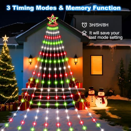 Solar Christmas Tree Lights, 18.37ft 532LED, Red Green White - Image 4