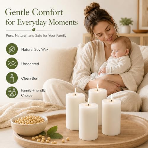 6 Pack Soy White Pillar Candles, 210 Hours Long Burning Candles, 2x4 Inch - Image 3