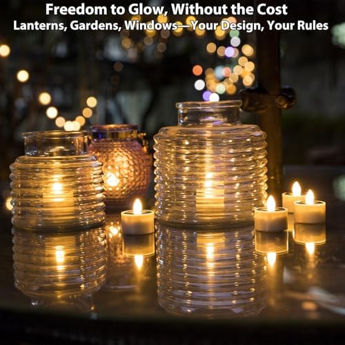 Solar Tea Lights Outdoor Waterproof, 8pcs Rechargeable Dusk to Dawn Little Solar Votive Candles, Flameless Flickering Small Light for Lantern Window DIY Chandelier Patio Deck Garden Decor (Warm White) - Image 6