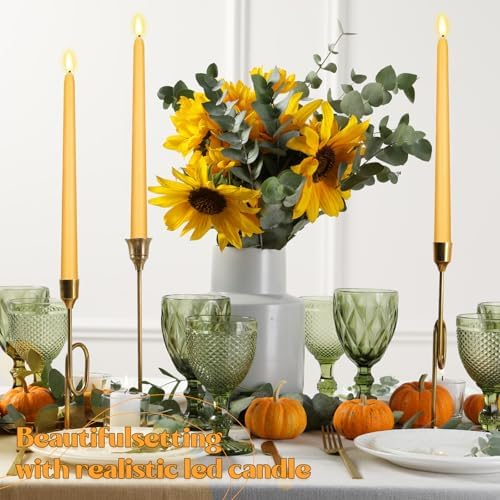 Macarrie 24 Packs Flameless Taper Candles Battery LED 11",Yellow - Image 2