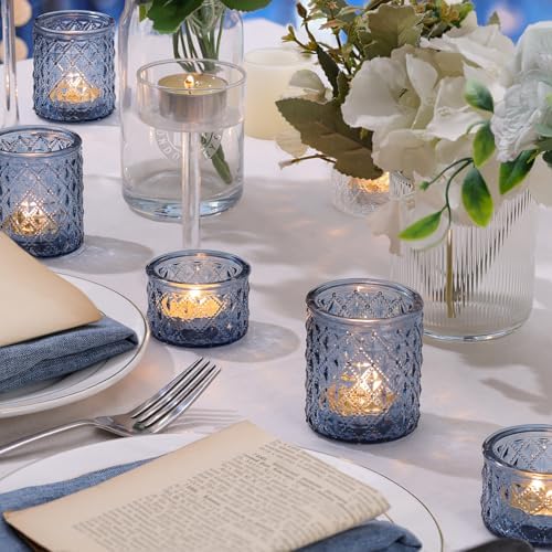 36 Pack Blue Tealight Candle Holders, Glass Votive Candle Holders - Image 4