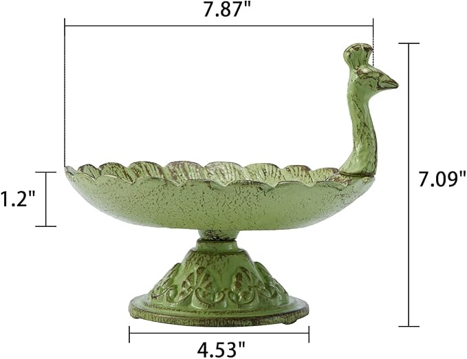 HOUYANG Cast Iron Bird Baths for Outdoors,Metal Bird Feeder,Garden Yard Table Decor | Heavy-duty material suitable for all seasons; also ideal for storing fruit, snacks, and small items indoors.