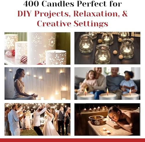 400 Pack Tealight Candles in Metal Cups - Clean, White Unscented with 4.5 Hour Long Burning Time - Votive Candles Bulk for Romantic Dinner, Weddings, Spa & Hotels by PARNOO - Image 4