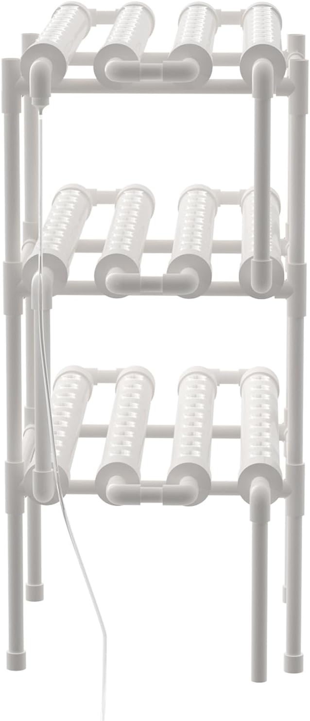 Hydroponics Growing System Kit,3 Levels 108 Sites/Hydroponic Planting Vegetables,Herbs Garden Tools,with Pump,Timer,Nest Basket,Growth Sponge,for Gardening(White)