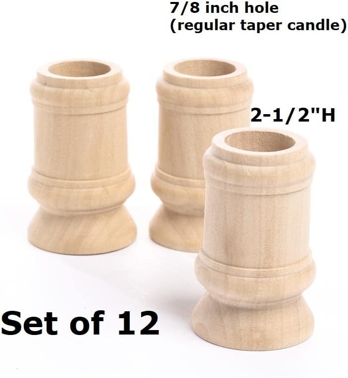 Unfinished Natural Wood Classic Candle Cups – 12 Wooden Candle Holders - Image 2