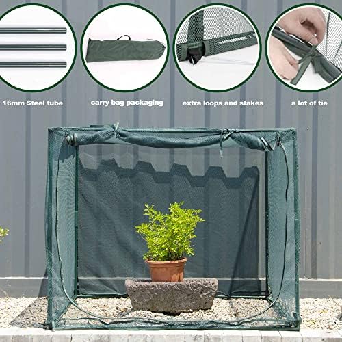 Square 4'x4' Netting Cover 3.3FT Tall Crop Cage Pest Guard Cover for Vegetables Fruits Durable Plant Garden Net with 4 Stakes - Image 3