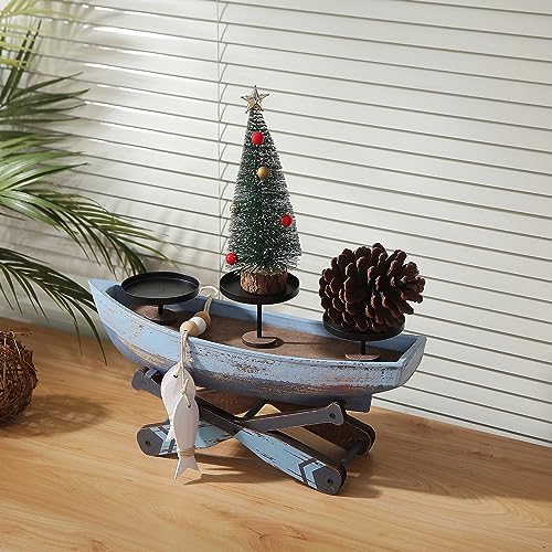 Nautical Candle Holder for Beach House Table & Lake House - Ocean Themed Farmhouse Boat Candlestick Holders, Marine Beach Style Handmade Coastal Accent, Housewarming Gifts - Image 3