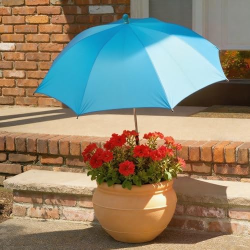 Plant Umbrella Shade For Outdoor Plants Adjustable Height (Blue) by MUFEKUM