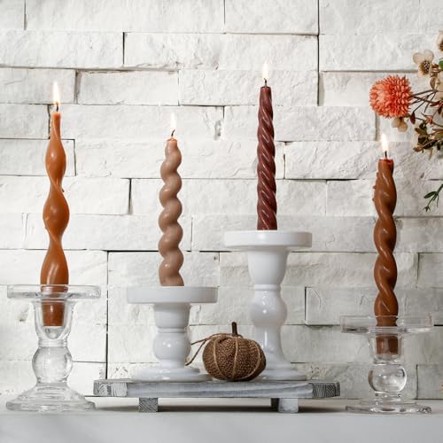 Nuanchu 4 Pcs Twisted Taper Candles,7.87 Inch,Pure,Fall Color - Image 5