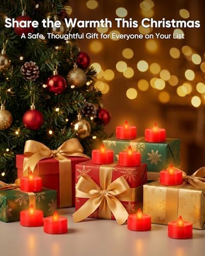 Homemory 12-Pack Red Flameless Battery Tealight Candles, 200+ Hours - Image 5