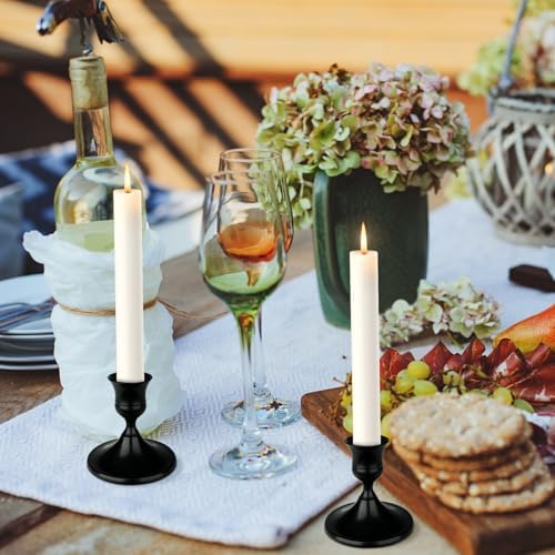 Black Candle Holder Taper Candle Holders, Set of 12 Candlestick Holders Decor for Home Decor, Metal Taper Candleholder for Fall Thanksgiving Halloween Christmas Table Fireplace Decor - Image 4