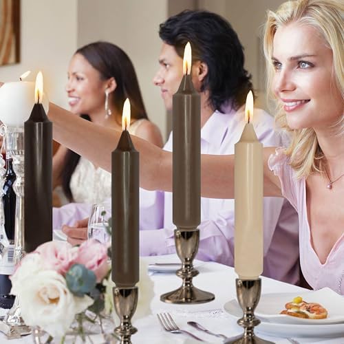 NJAO HOO Brown Short Taper Candle 7 Inch Candlesticks Unscented Dripless Gradient Colored Tapered Candle Set for Home Decor Wedding Party Dinner Candles, 4 Pack - Image 2