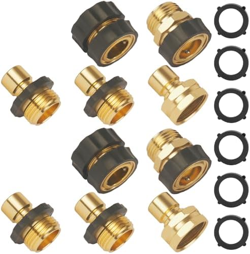 Garden Hose Quick Connect Fittings, Large Flow 3/4" Male and Female Adapter Quick Release Connector for Garden Hoses, Faucet, Sprinklers, Spray (10 pcs Set) by AuySier