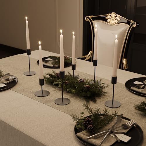 zeochyni Black Taper Candle Holder Metal Candlestick Holders Set of 6 - Image 2