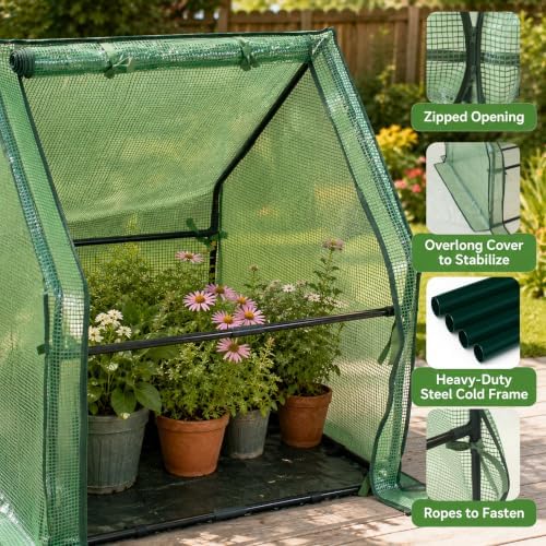 Gardzen Mini Greenhouse, 36 x 36 x 42 in, PE Cover with Floor Mat - Image 3