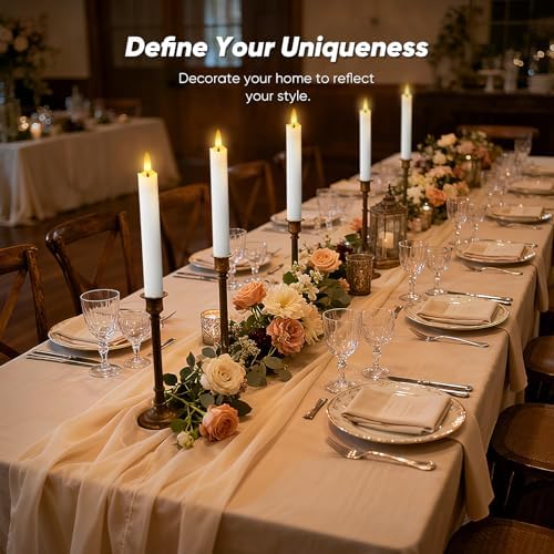 7 Inches Dripless Flameless Taper Candles with Remote Timer Dimmer, Real Wax Battery Candlesticks, 3D Flame Fake Candlesticks for Home Wedding Christmas Decor, White, 6 Pcs - Image 7
