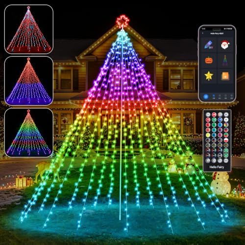 15.7FT Outdoor Smart Christmas Tree Waterfall LED Lights by FANCILLUMA