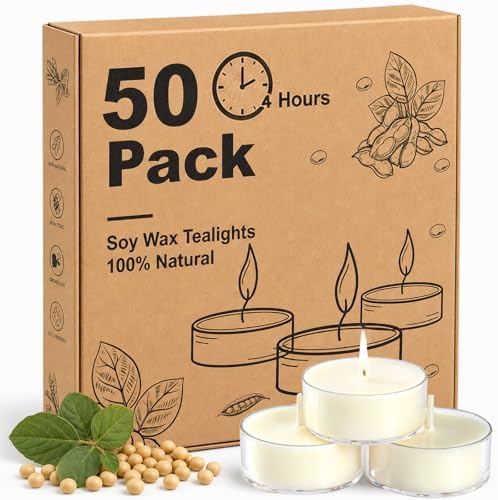 Tea Lights Candles, Votive Candles Bulk 50 Pack, 4 Hour by Unknown
