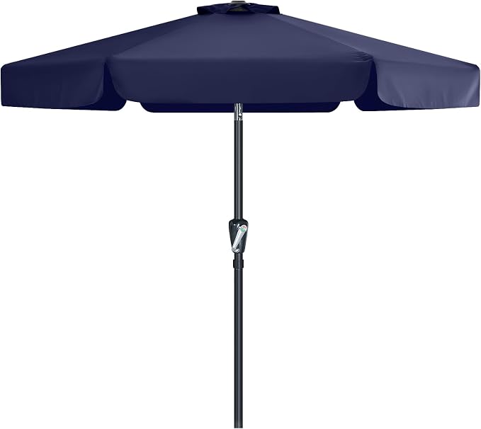 MASTERCANOPY 7.5ft Patio Umbrella with Valance, Crank and Tilt – 6 Ribs Outdoor Market Umbrella, UV/Fade Resistant, Waterproof Canopy with Wind Vent for Garden, Deck, Backyard, Pool (Navy Blue)