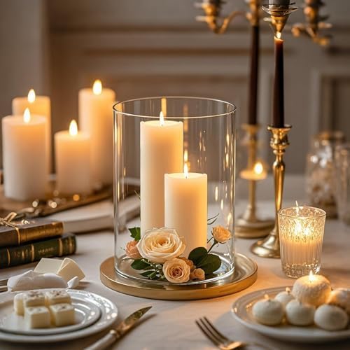 TBWIND 2pcs 6" x 4.7" Clear Glass Cylinder Vases for Centerpieces - Image 5