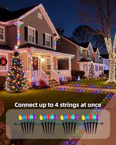 Christmas Pathway Lights Outdoor,28 Ft C9 Lights with 60 Multicolor Bulbs - Image 6