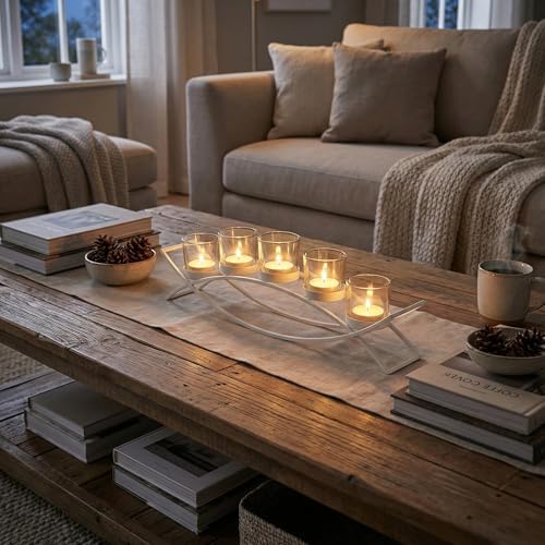 Seraphic Table Centerpieces for Dining Room, Tealight Candle Holder, White - Image 6