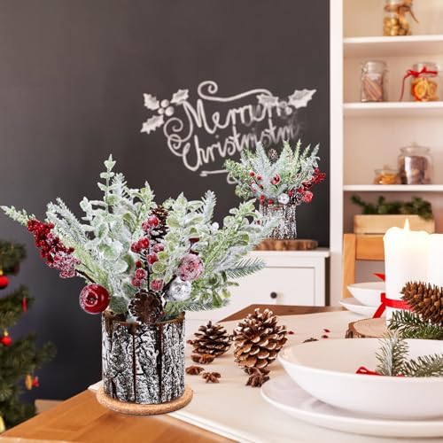 2 Pack Christmas Table Decorations, 14 Inch Christmas Centerpiece Small Potted Christmas Tree, Pine Cones and Berries, Xmas Artificial Plants for Tables, Home, Mantel Holiday Decor - Image 7
