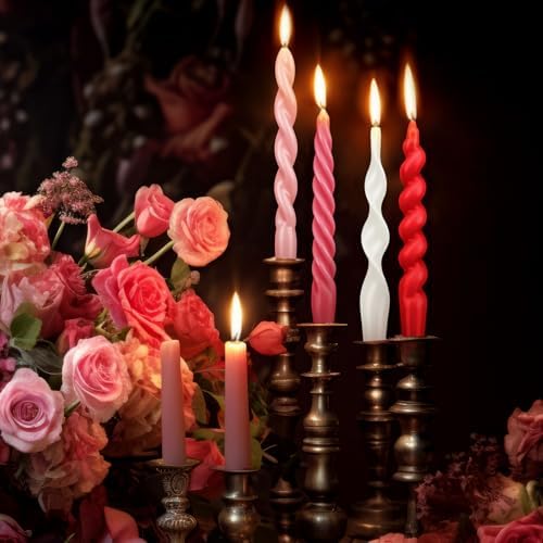 Nuanchu 4 Pcs Twisted Taper Candles,7.87 Inch,Pure,Valentines Color - Image 5