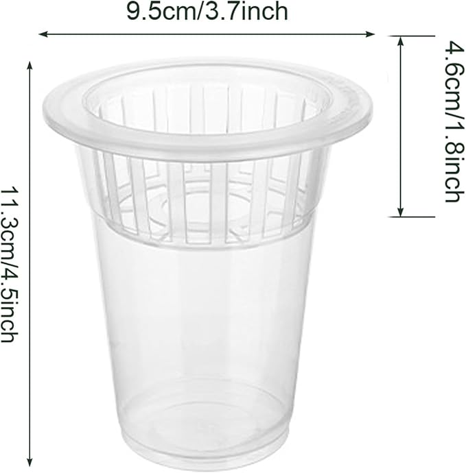 50 Pack Plastic Nursery Pots for Plants Terrarium Plant Propagation Station Tabletop Planting Vase with Hydroponic Baskets 4.5 In Clear Hydroponic Seed Pots for Indoor Plants Home Office Desktop Decor