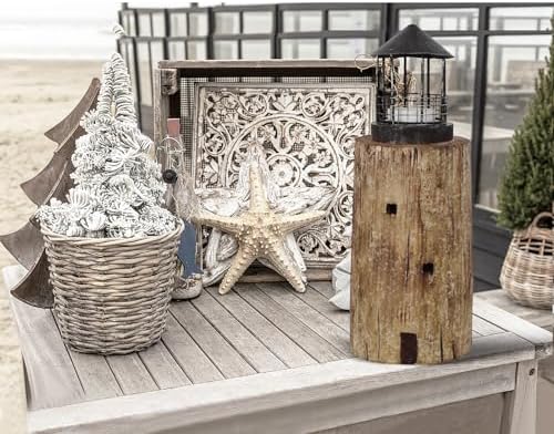 Decorative Nautical Coastal Candle Holders Wood Lighthouse Tea Light Holder - Image 5